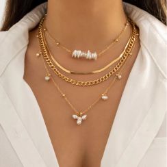 2 Pcs Multi Layer Irregular Pearl Chain Necklace